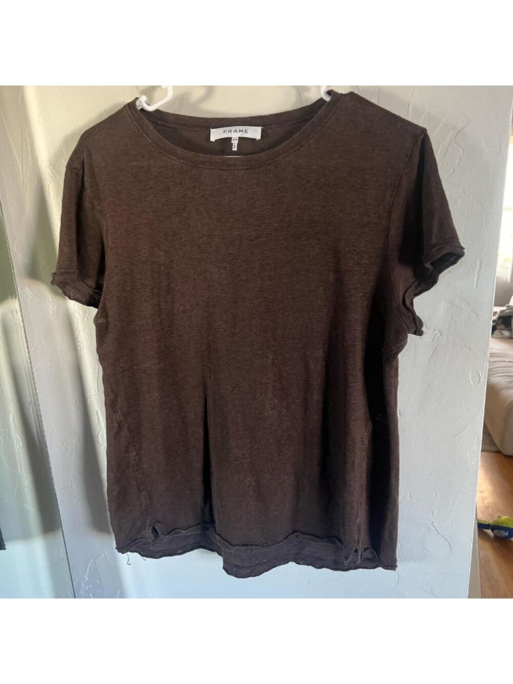 Frame Denim Short Sleeve Tee in Dark Brown